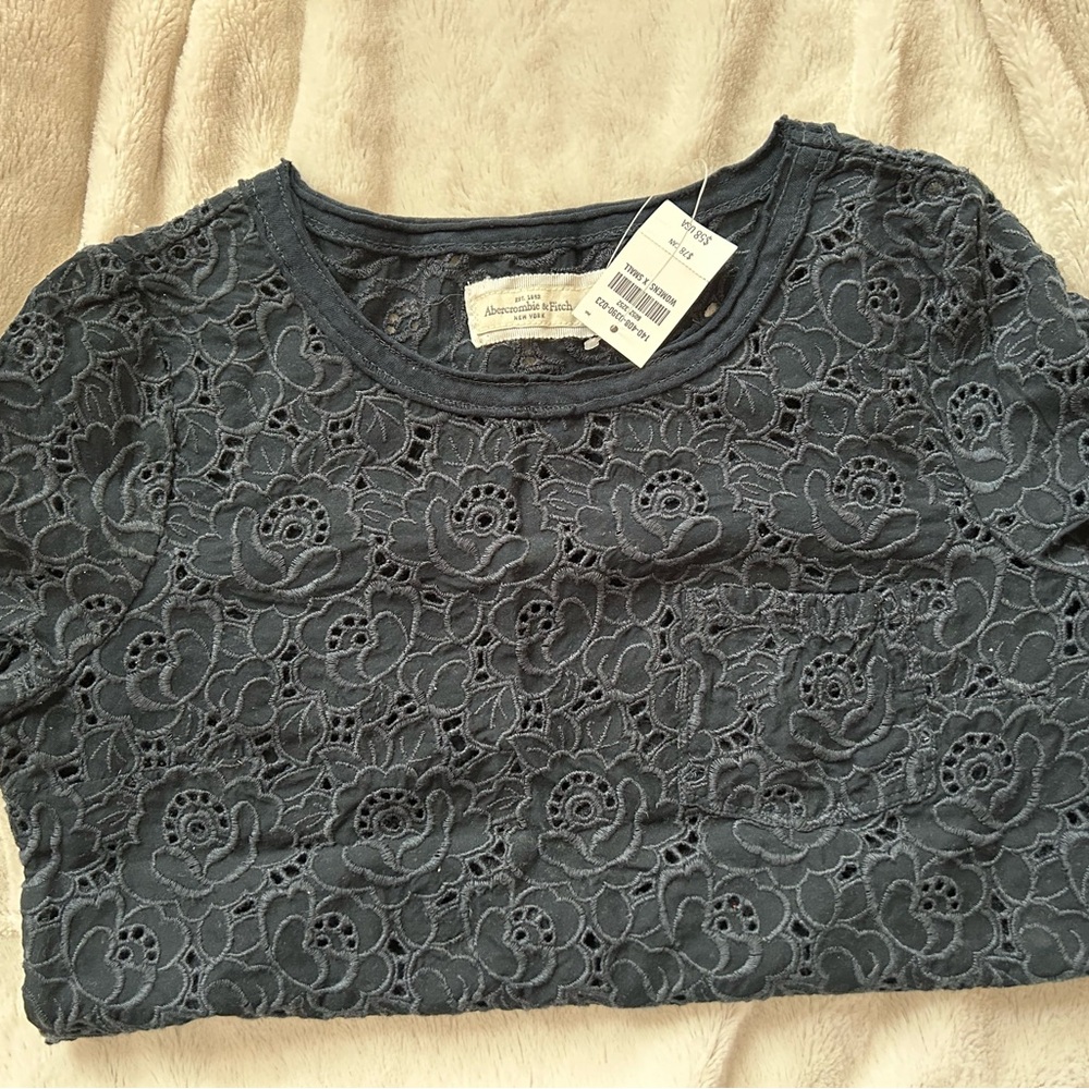 Anthropologie Dark Gray Lace Top